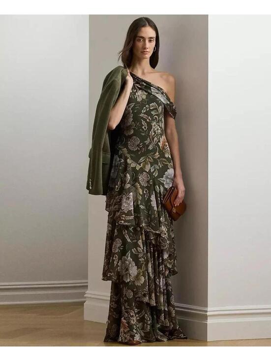 Lauren Ralph Lauren Dresses & Skirts - $295 Lauren Ralph Lauren Off-the-Shoulder Kanerite Asymmetric Floral Gown Sz: 2